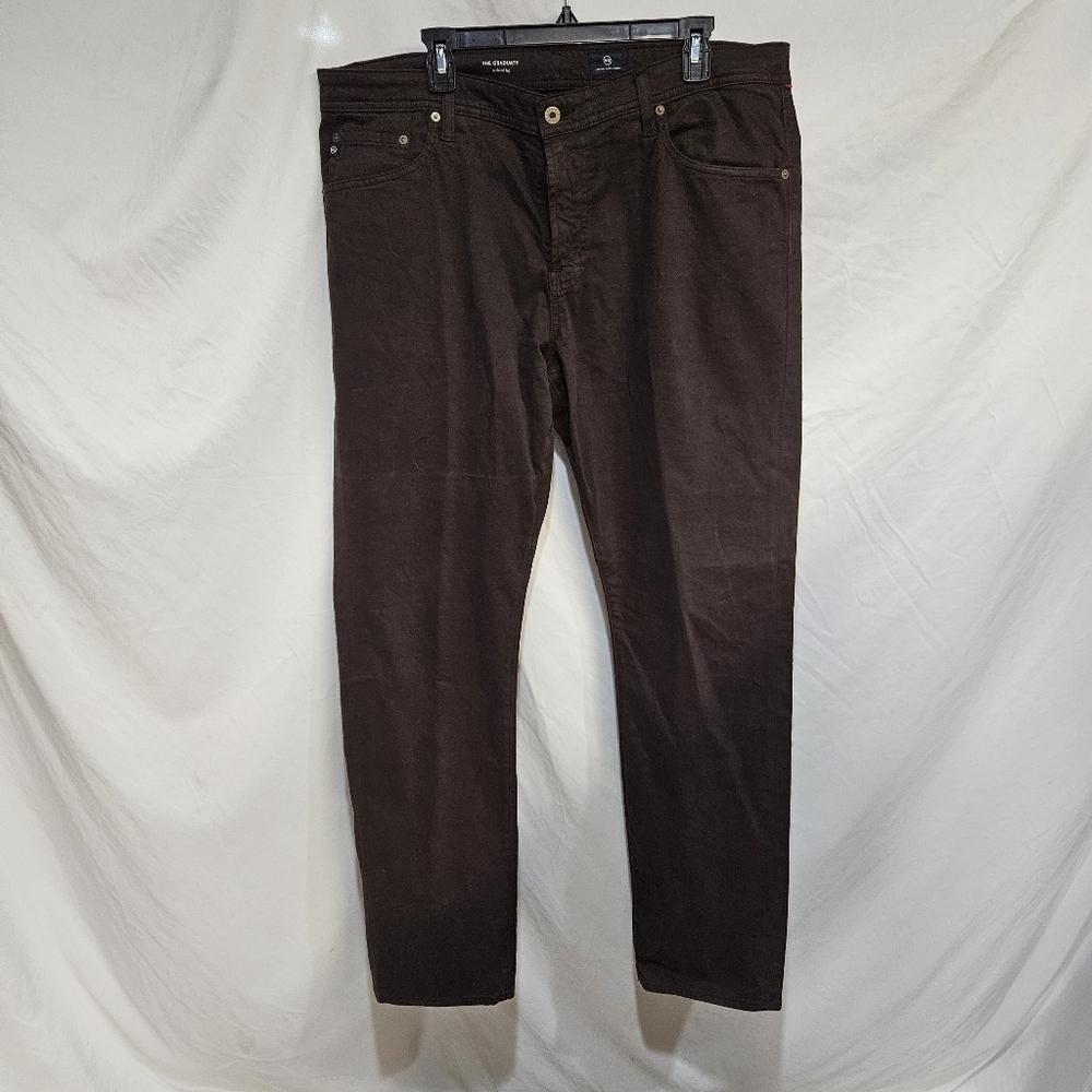 AG Adriano Goldschmied The Graduate Brown Tailored Leg Mens  Khakis Size 38 X 34